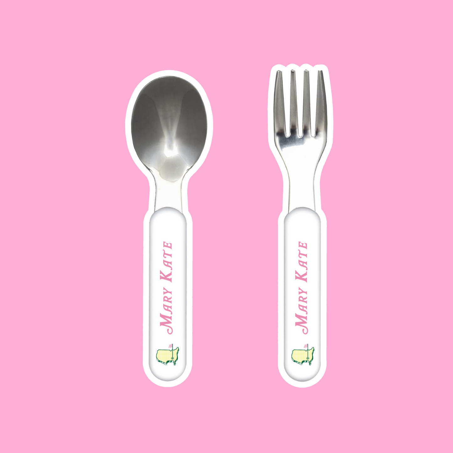 BUNDLE Masters Personalized Plate in Pink Gingham, Preppy Golf Custom Kids Name Plate, Unbreakable, Microwave & Dishwasher Safe,  Masters Inspired Gift for Kids,