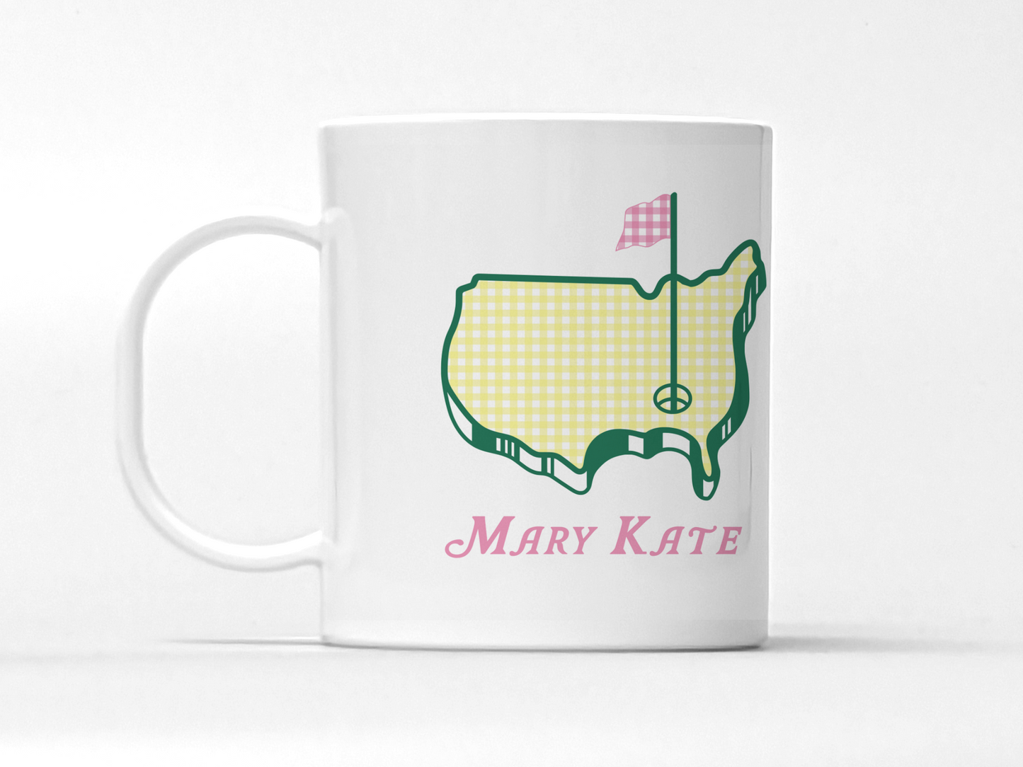 BUNDLE Masters Personalized Plate in Pink Gingham, Preppy Golf Custom Kids Name Plate, Unbreakable, Microwave & Dishwasher Safe,  Masters Inspired Gift for Kids,