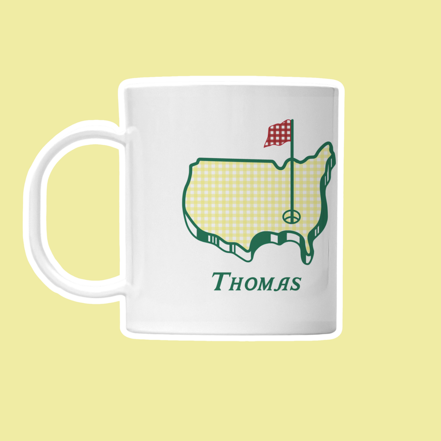 BUNDLE Green Gingham Masters Personalized Plate, Preppy Golf Custom Kids Name Plate, Unbreakable, Microwave & Dishwasher Safe,  Masters Inspired Gift for Kids,