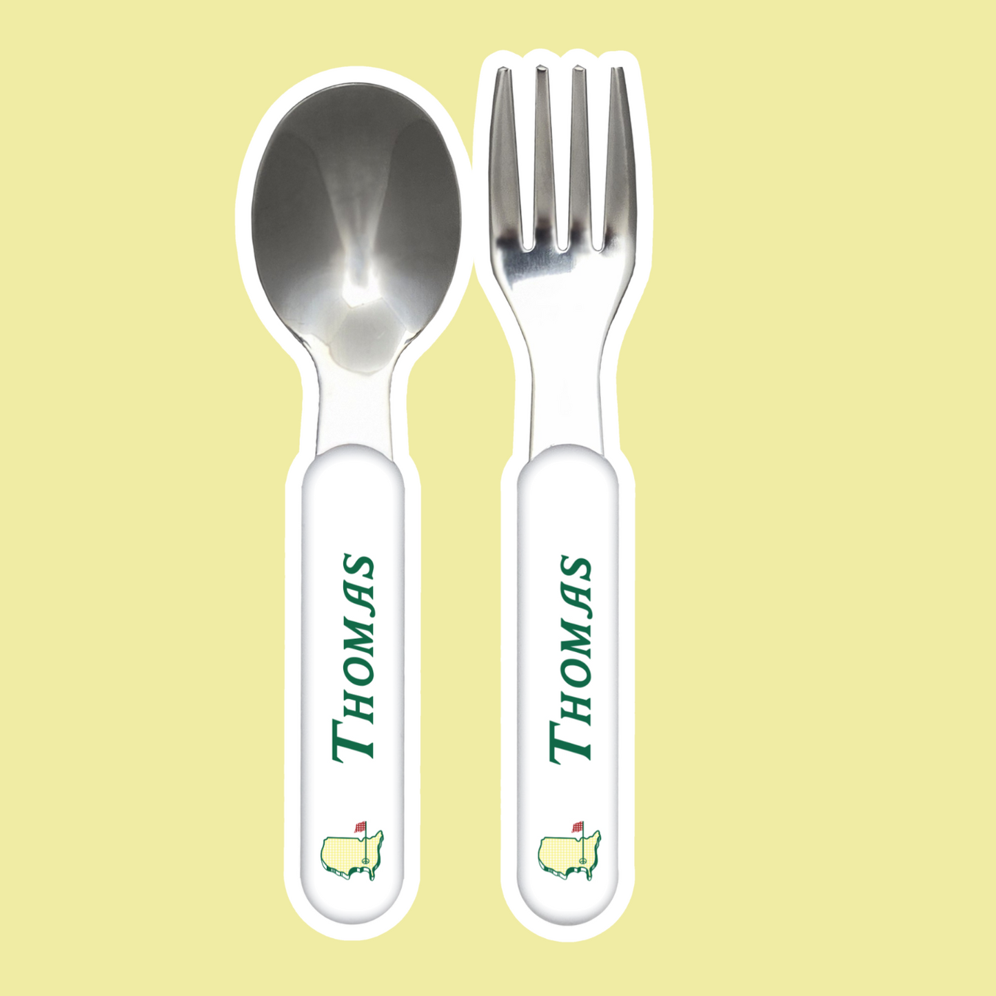BUNDLE Green Gingham Masters Personalized Plate, Preppy Golf Custom Kids Name Plate, Unbreakable, Microwave & Dishwasher Safe,  Masters Inspired Gift for Kids,