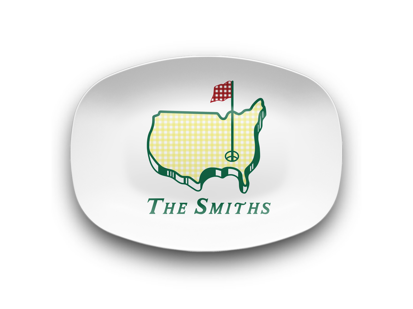 Masters Inspired Personalized Platter, Oval Preppy Golf Custom Name Serving Platter, Unbreakable, Microwave & Dishwasher Safe,  Masters Inspired Gift